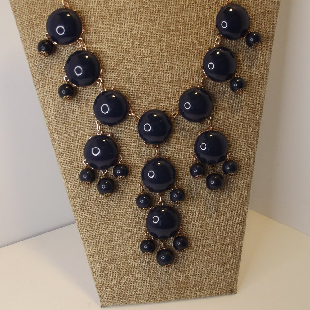 Navy Blue Statement Bubble Necklace - image 7